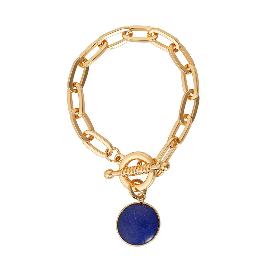 Knight & Day - Chunky Paper Clip & Blue Drop Bracelet