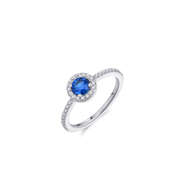 Gisser - Silver Blue CZ Halo Ring
