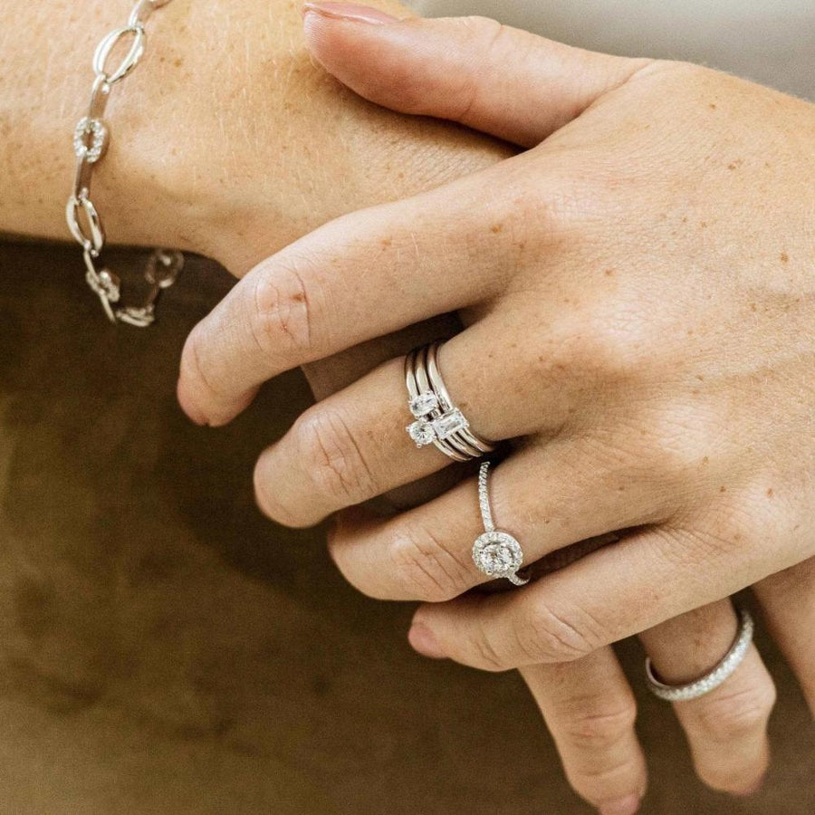 Gisser - Silver CZ Halo Ring