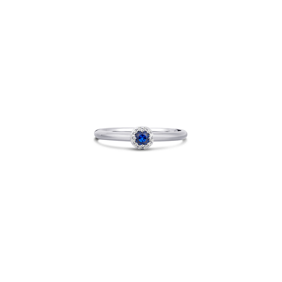 Gisser - Silver Blue CZ Halo Stackable Ring