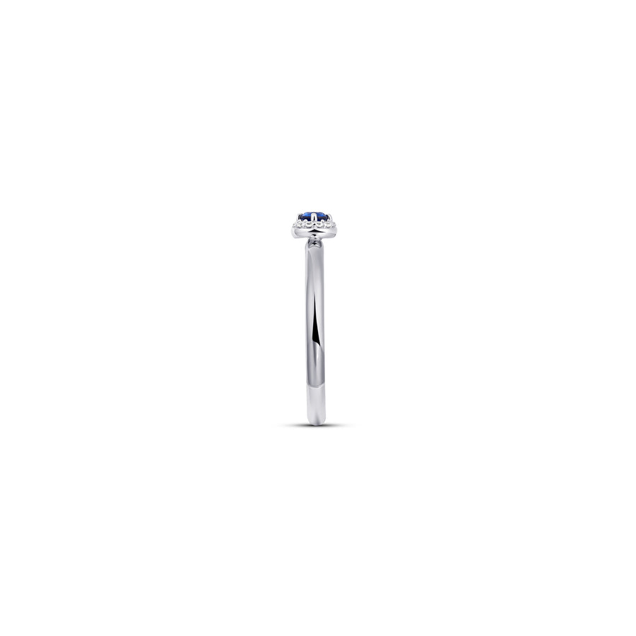 Gisser - Silver Blue CZ Halo Stackable Ring