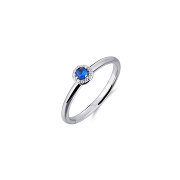 Gisser - Silver Blue CZ Halo Stackable Ring