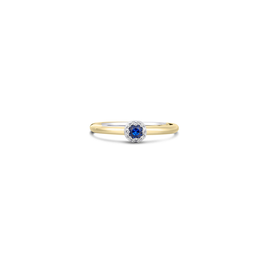 Gisser - Gold Plated Blue CZ Halo Stackable Ring