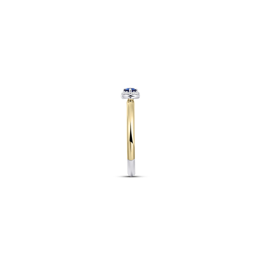 Gisser - Gold Plated Blue CZ Halo Stackable Ring