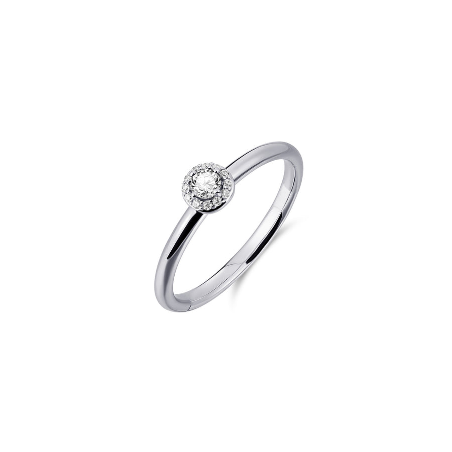 Gisser - Silver CZ Halo Stackable Ring