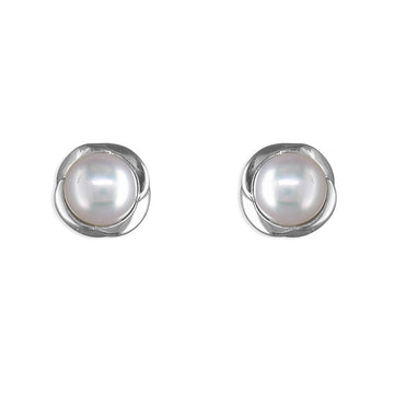 Silver Pearl Stud Earrings