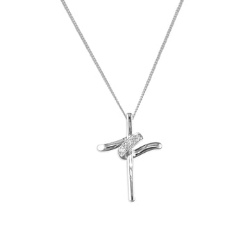 Sterling Silver Cz Cross Necklace