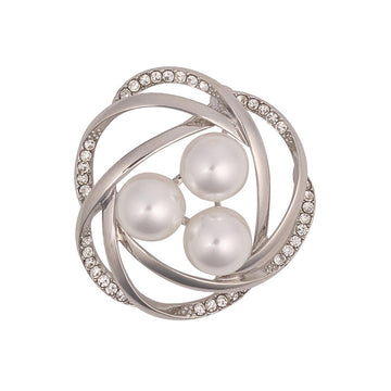 Knight & Day - Pearl & Crystal Swirl Brooch