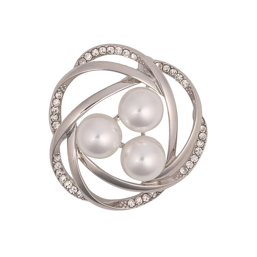 Knight & Day - Pearl & Crystal Swirl Brooch