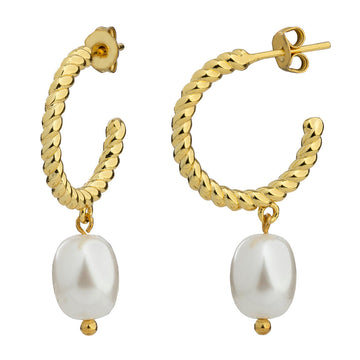 Knight & Day - The Pink Box Gold Pearl Hoops