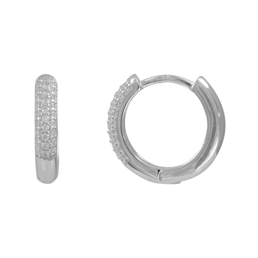 Silver Cz Hoop Earrings