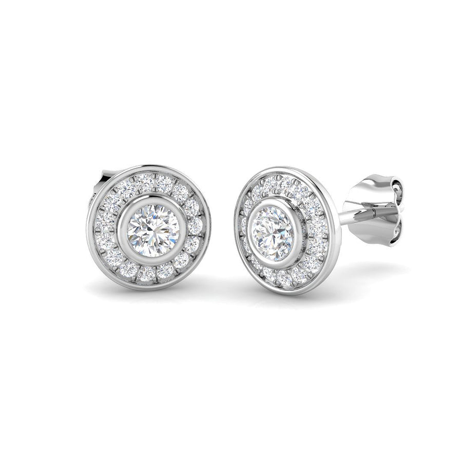 Lab Diamond Round Cluster Earrings