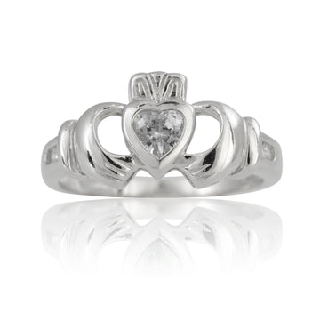 Silver Claddagh Ring - April