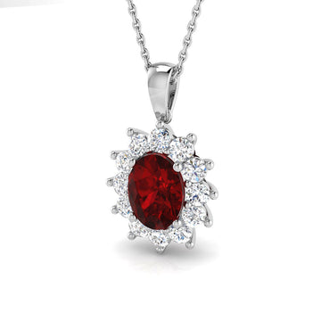 Lab Diamond & Ruby Necklace