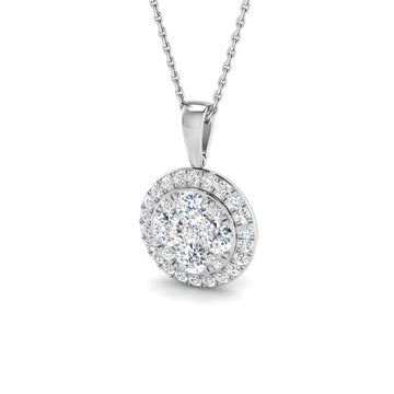 Lab Diamond Round Cluster Necklace