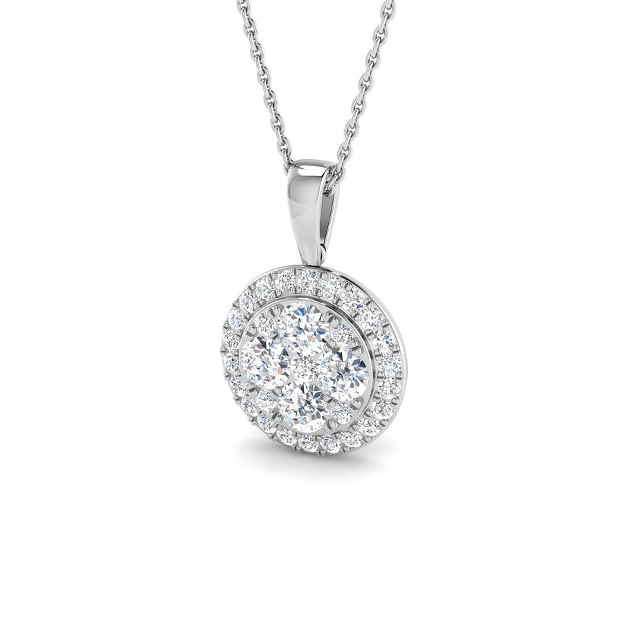 Lab Diamond Round Cluster Necklace