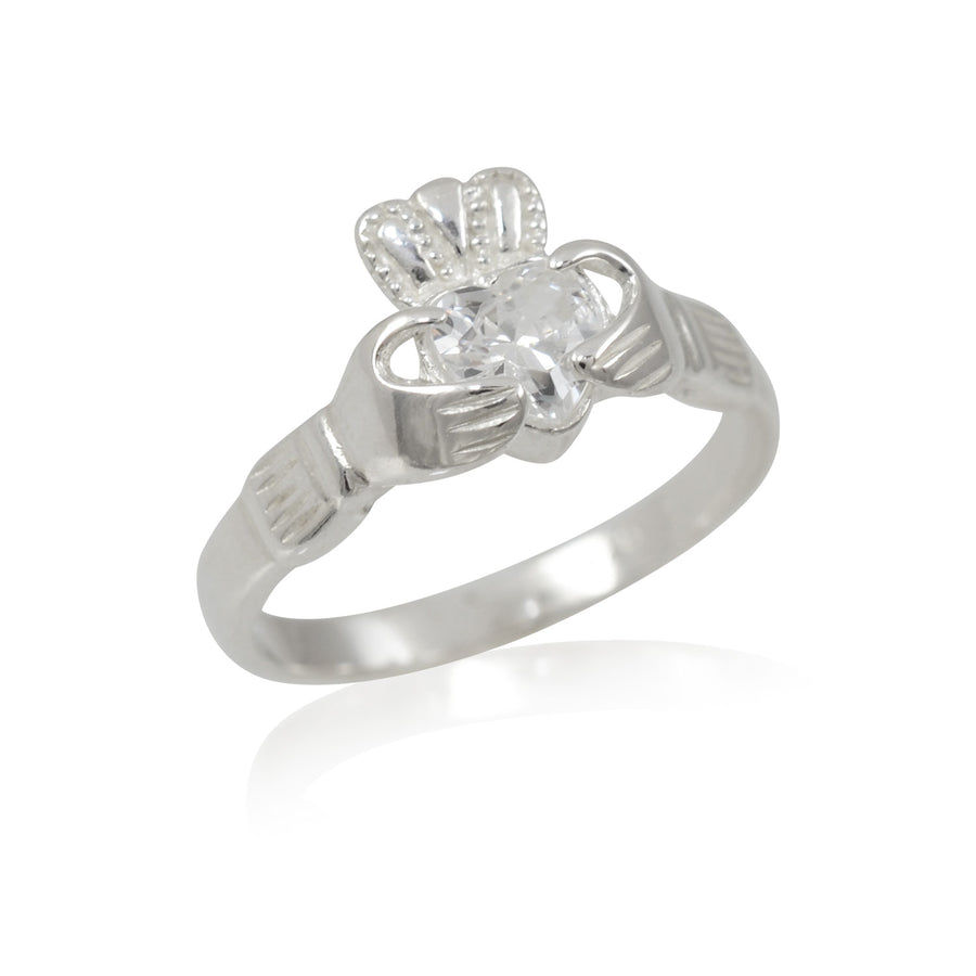 Silver Claddagh Ring - April