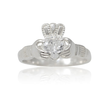 Silver Claddagh Ring - April