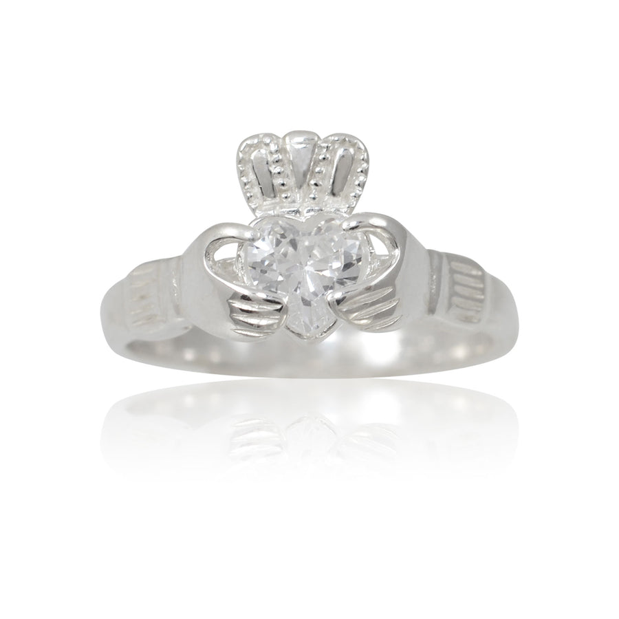 Silver Claddagh Ring - April