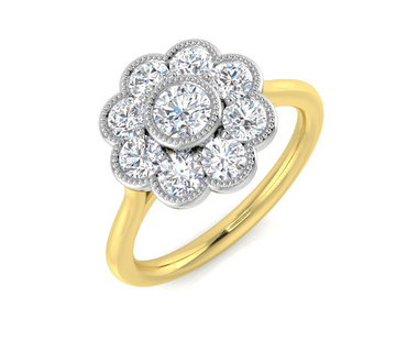 Lab Diamond Flower Cluster Diamond Ring