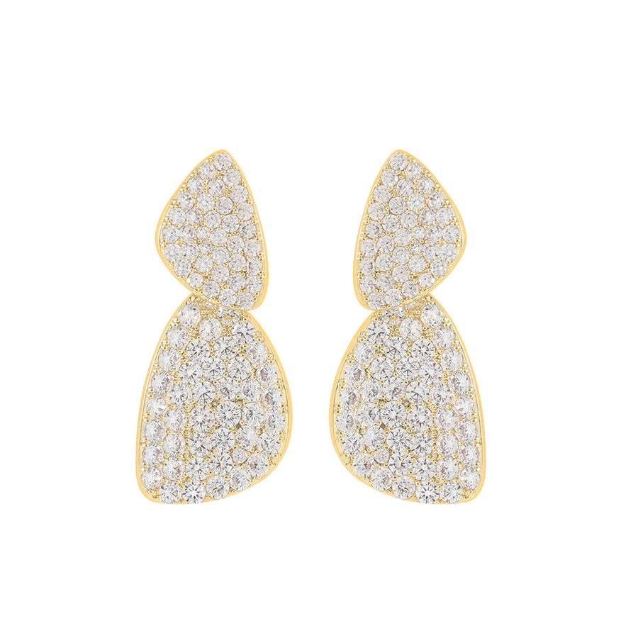 Knight & Day - Double Drop CZ Gold Plated Earrings