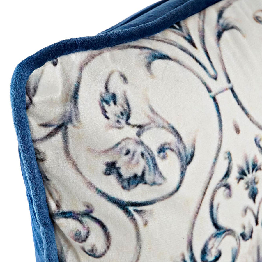 Blue Floral Pattern Rectangular Cushion
