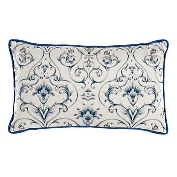 Blue Floral Pattern Rectangular Cushion