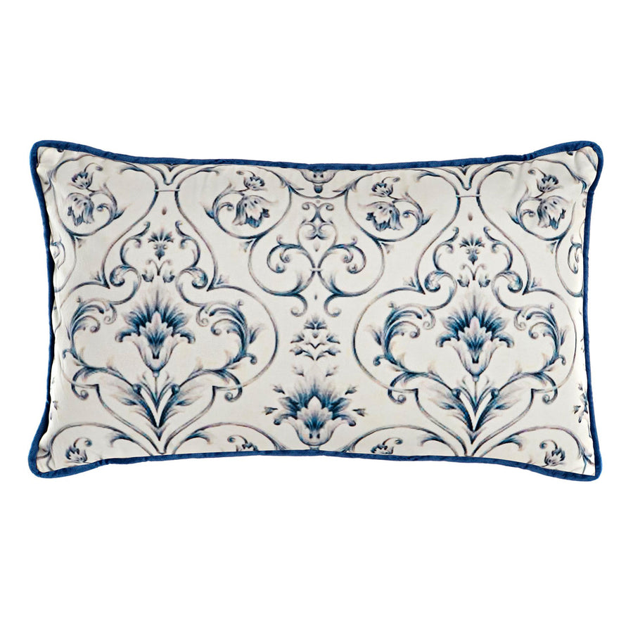 Blue Floral Pattern Rectangular Cushion
