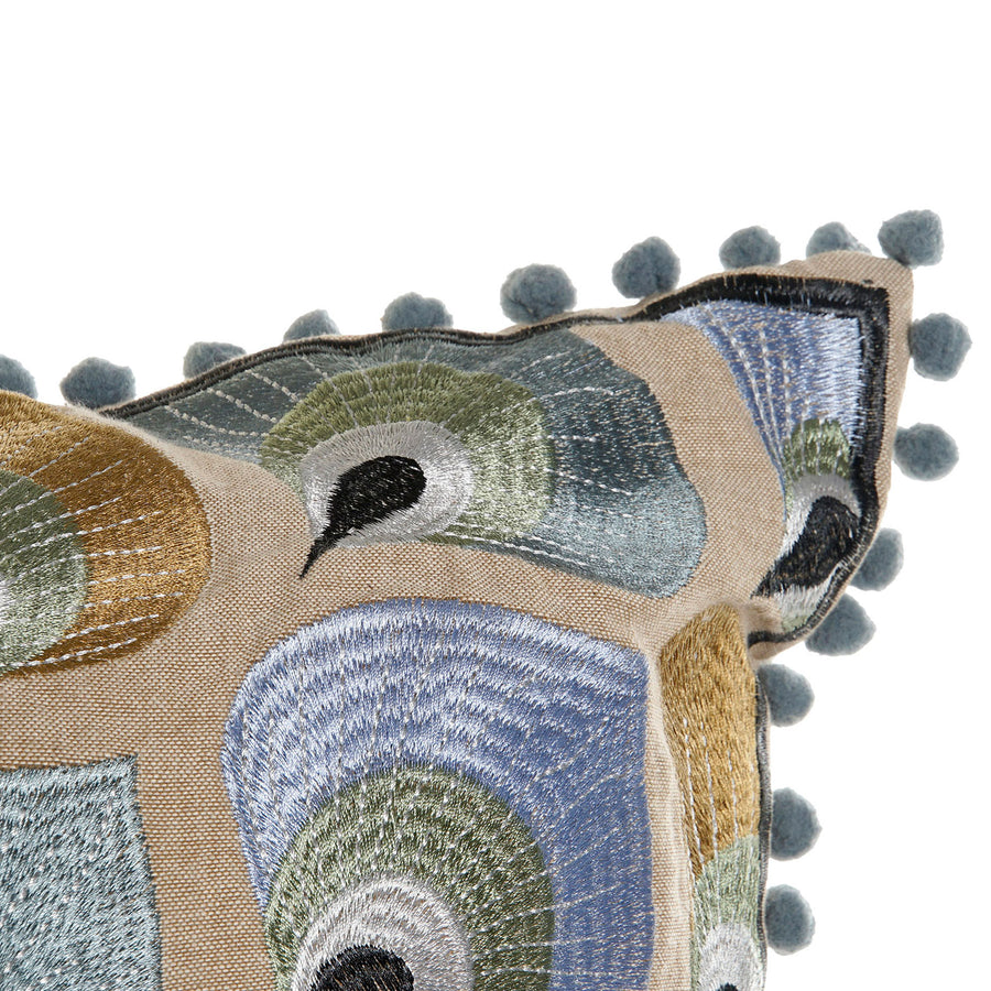 Beige & Blue Pattern Large Square Cushion