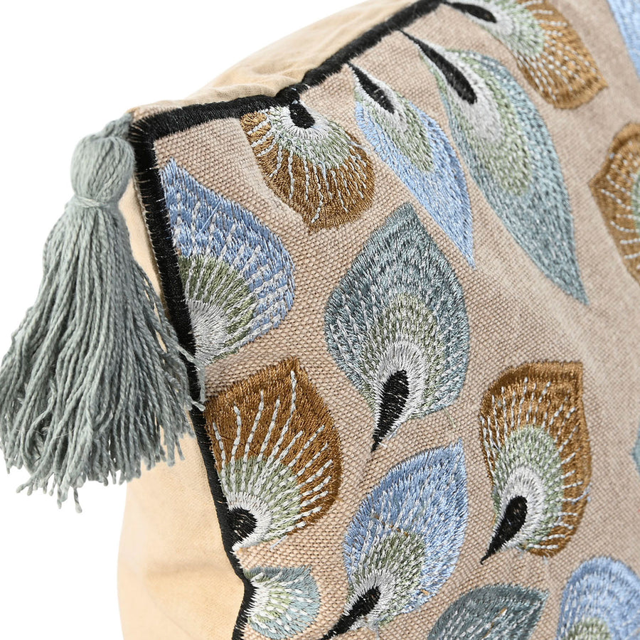 Beige & Blue Pattern Rectangular Cushion