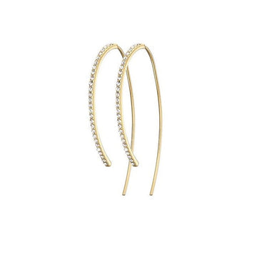 Mary-K - Gold Curve Pave Earrings