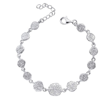 Silver Spray Textured Discs Bracelet