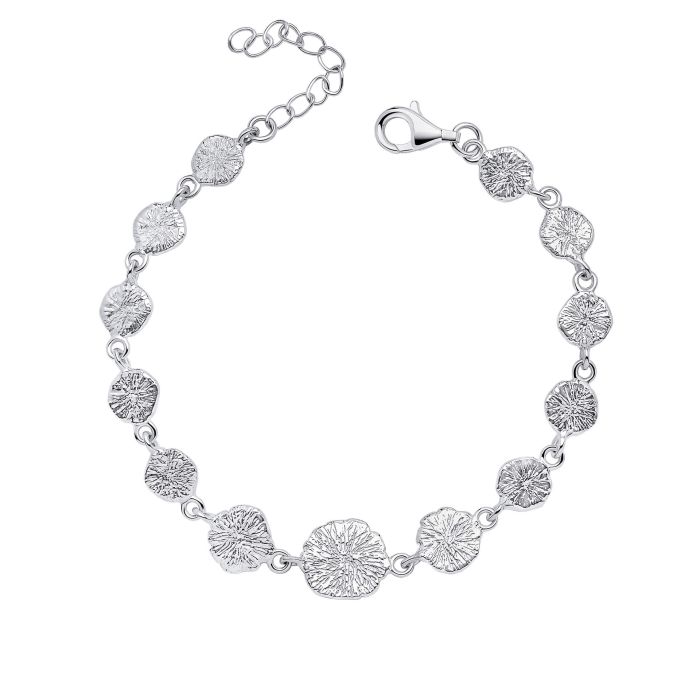 Silver Spray Textured Discs Bracelet