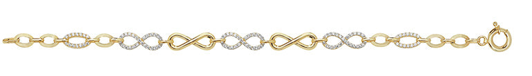 9ct Gold Infinity Cz Bracelet