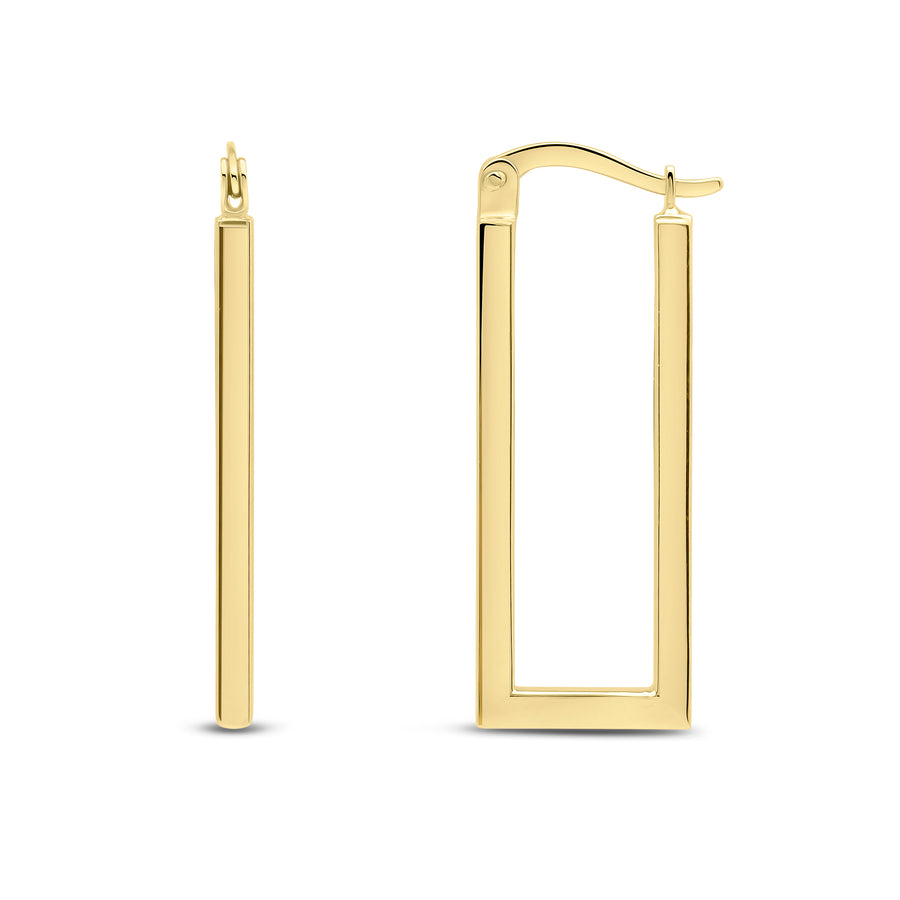 9ct Rectangle Hoop Earrings