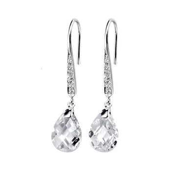 Sterling Silver Cz Teardrop Earrings