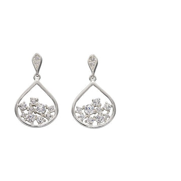 Sterling Silver Cz Teardrop Earrings