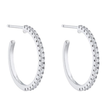 Silver Cz Half Hoop Earrings