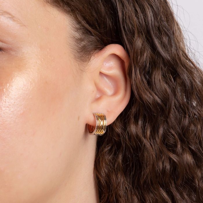 Fiorelli - Cage Design Rounded Hoop Earrings with Yellow Gold Plating