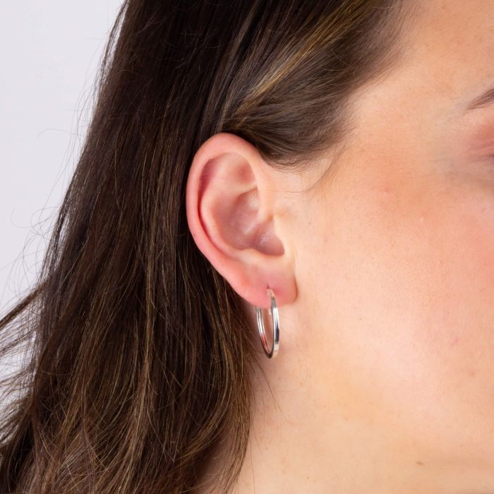 Sterling Silver Square Cut Hoop Earrings