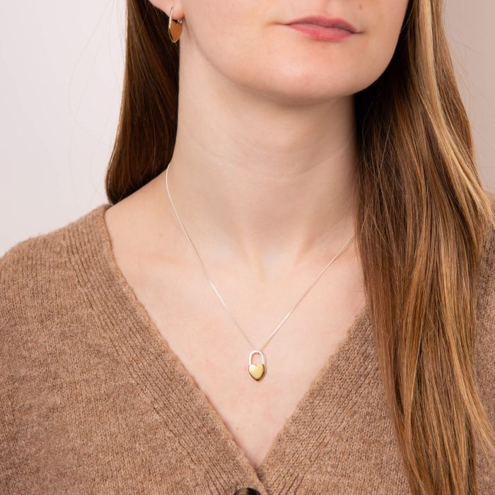Silver Heart Shaped Padlock Pendant