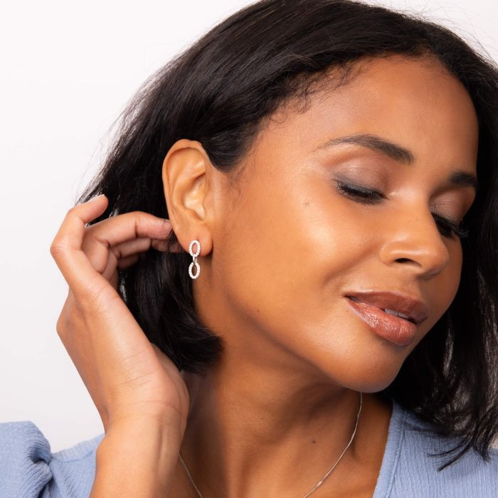 Fiorelli - Oval Link Drop Earrings with Cubic Zirconia