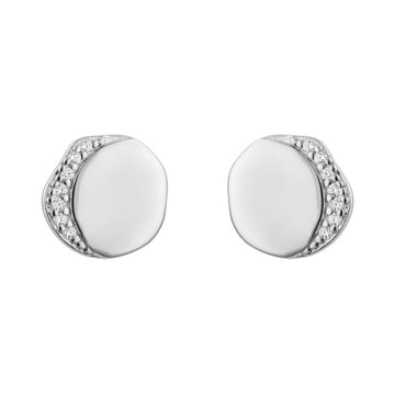 Fiorelli - Organic Stud Earrings with Cubic Zirconia Border