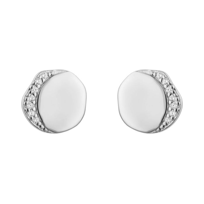 Fiorelli - Organic Stud Earrings with Cubic Zirconia Border