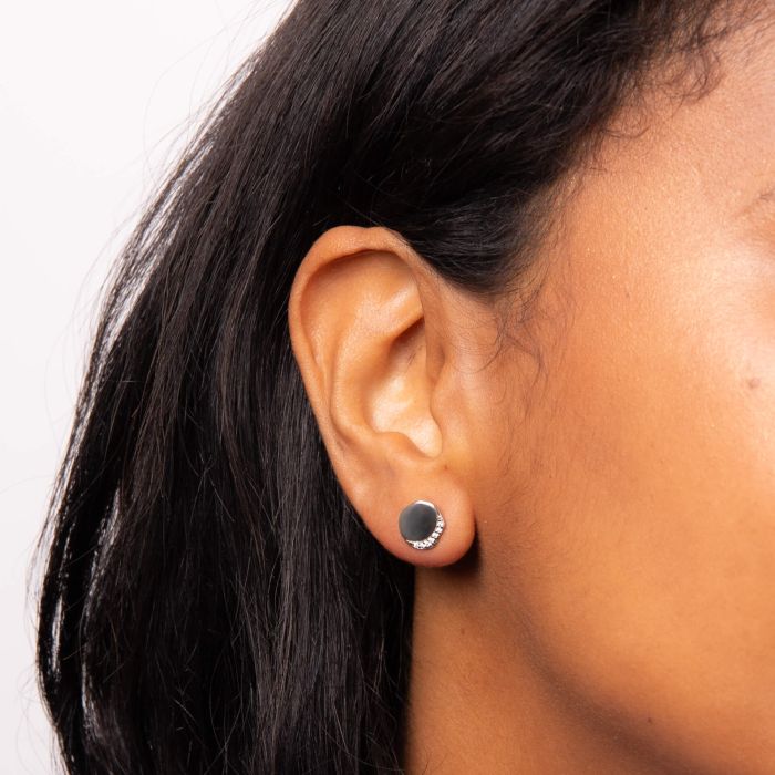 Fiorelli - Organic Stud Earrings with Cubic Zirconia Border