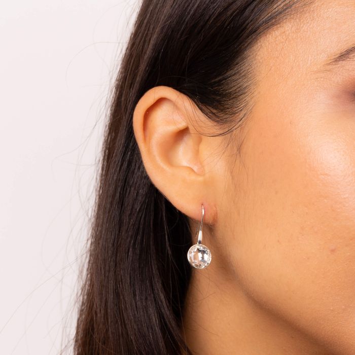 Sterling Silver Rose Cut Crystal Drop Earrings