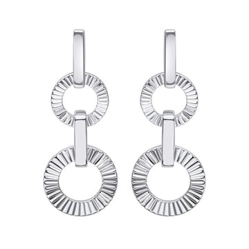 Sterling Silver Diamond Cut Circle Drop Earrings