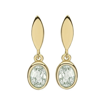 Silver Gold Plated Green Amethyst Drop Earrings