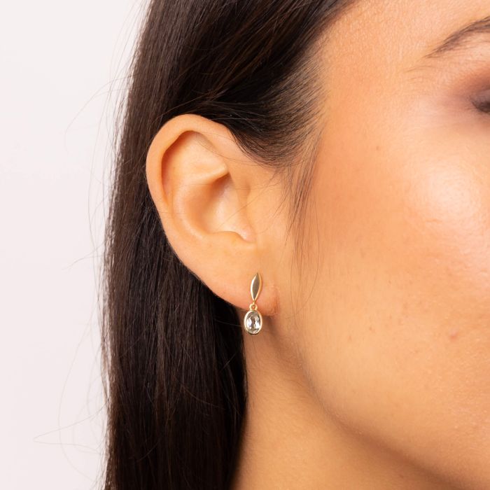 Silver Gold Plated Green Amethyst Drop Earrings
