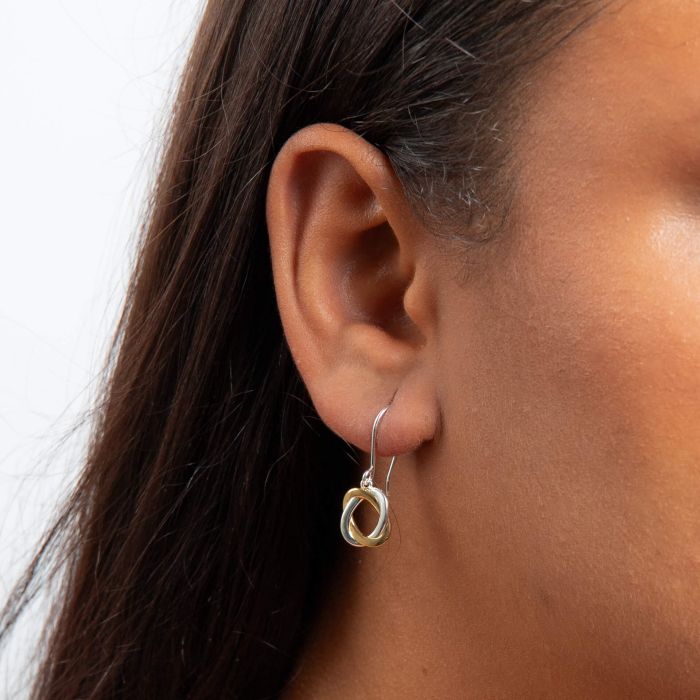 Sterling Silver Woven Circle Drop Earrings